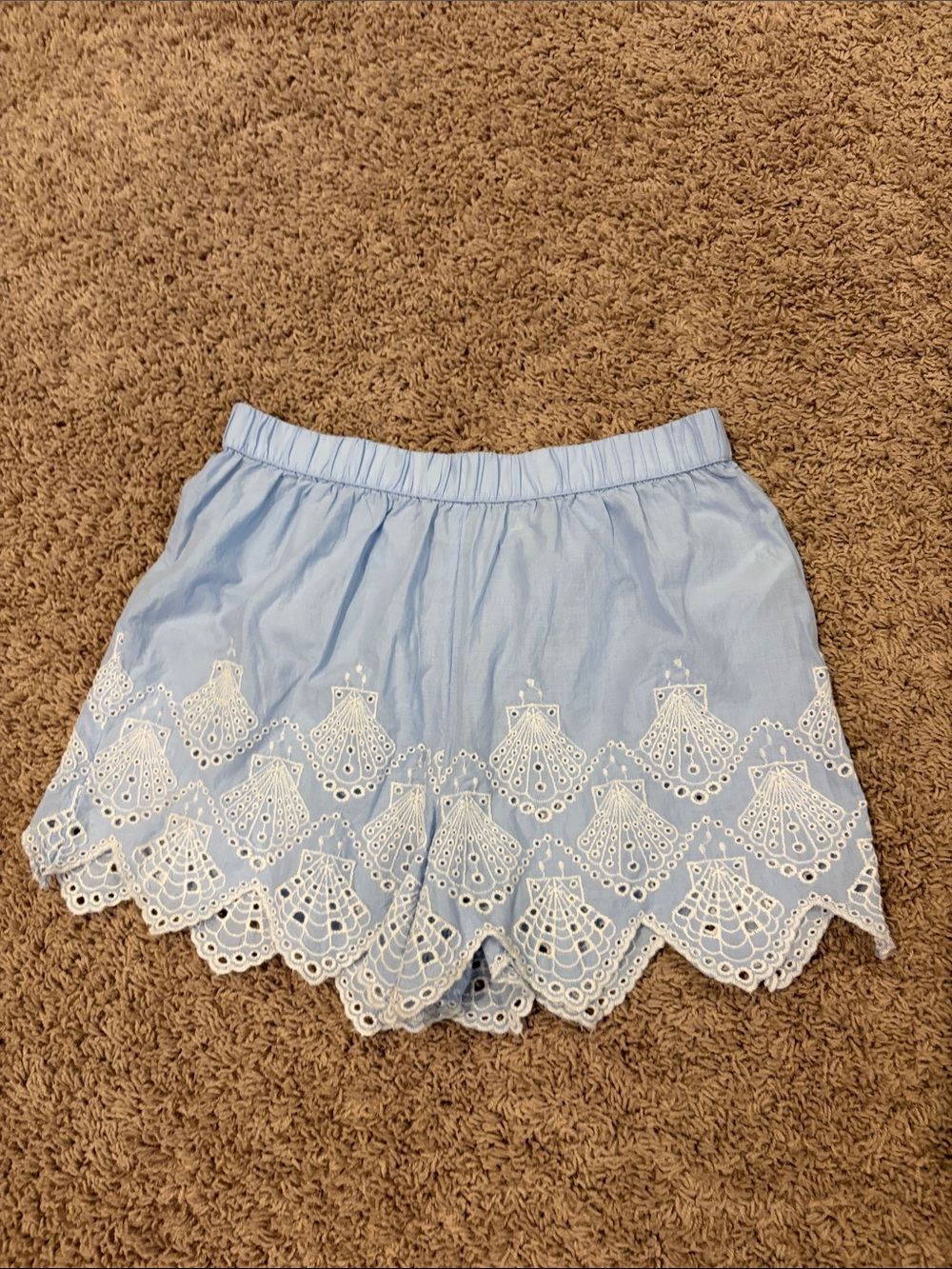 Calypso St. Barth Light Blue Eyelet Lace Trim Sleep Shorts